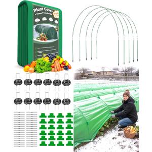 NEW Plant Covers Freeze Protection Kit,10x33FT 1.3 oz/yd Frost Blanket,36 Hoop,12 Peg,Reusable Garden Bed Covers for Winter,Greenhouse Tunnel,Snow & Pest Protection for Outdoor Plant & Raised Bed