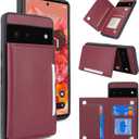 ICoverCase Compatible with Google Pixel 6 Case with Card Holder, Wallet Phone Case for Women Men [RFID Blocking] PU Leather Protective Wallet Case for Pixel 6 (Wine Red)