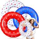ShinyRelief 3 Pieces American Stars Inflatable Pool Floaties 35 Inch Patriotic Pool Floats Inflatable American Float Fourth of July Swim Toys for Beach Sand Party Decoration