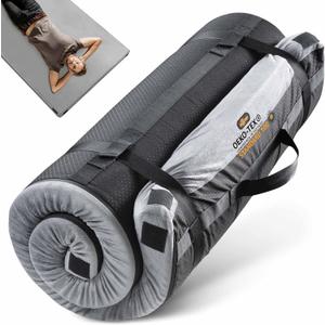 3 Inch Memory Foam Camping Mattress, Dual Layer Thick Sleeping Camp Pad for Car Tent Cot, Roll-Up Portable Glamping Floor Bed for Guests Sleepover (Space Gray)