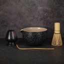 5-Piece Traditional Matcha Set beautifully crafted ceramic Japanese matcha bowl, chasen holder, natural bamboo whisk, spoon, and airtight matcha tin container Perfect for ceremonial-grade matcha