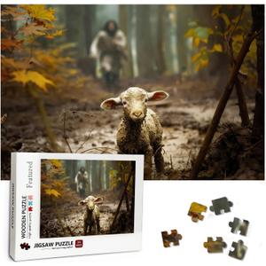 Christian Puzzles for Adults Wooden Jigsaw Puzzles 1000 Pieces Jesus Running After Lost Lamb Religious Puzzles Christian Gifts Puzzle Religious Wall Decor