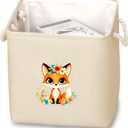Fox Fabric Storage Bin 11 x 11 Inch, Foldable Storage Basket for Home, Office,Closet, Clothes, Organizer, Cute Home Room Desk Decor For Girls Women!