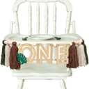 Wild One High Chair Banner - Jungle Safari Birthday HighChair Yarn Tassel, Cake Smash Backdrop, Tropical First Birthday Wood Banner