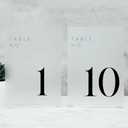 JINMURY Frosted Wedding Table Numbers 1-10 with Stands, 5"x7" Frosted Acrylic Table Numbers, Perfect for Wedding Reception, Party, Anniversary, Event (Black Font, 1-10, 5"x7")