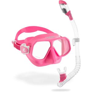 Cressi Kids Snorkeling Kit (Mask & Snorkel) for Children from 6 to 15 Years Old - Rombo & Mini Dry: Designed in Italy (Pink/Clear)