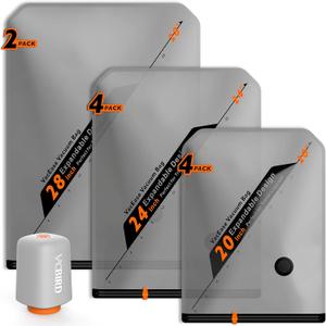 Vacbird Rechargeable Wireless Pump Travel Storage Bags Set - 10 Pack Portable Space Bags for Travel & Home - Vacuum Compression Packing Seal for Clothes, Blankets, Seasonal Storage