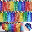 Crowye 10 Pack Rainbow Parade Float Decor 9 x 2.5 ft Gay Pride Lgbt Parade Float Decoration Colored Wavy Foil Fringe Tinsel for Gay Pride Month Lgbt Rainbow Party Supply