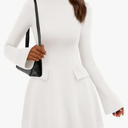 ANRABESS Women's Long Sleeve Mini Dress 2025 Fall Bodycon Mock Neck Elegant Business Work Party Short Dresses, Size M