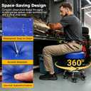 Rolling Shop Stool with Wheels, Mechanics Garage Work Stool, Blue Rolling Stool Chair for Workshop, Adjustable Height, 360°Swivel Removable Tool Tray, Low Roller Padded Seat,300 LBS, Heavy Duty