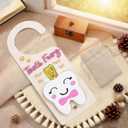 Tooth Fairy Tooth HolderTooth Fairy Door Hanger with Money Slot, Gold Coins and Cute BagsTooth Fairy Gifts for Girls Boys, First Milk Teeth Loss Tooth Fairy Pouch (Pink)