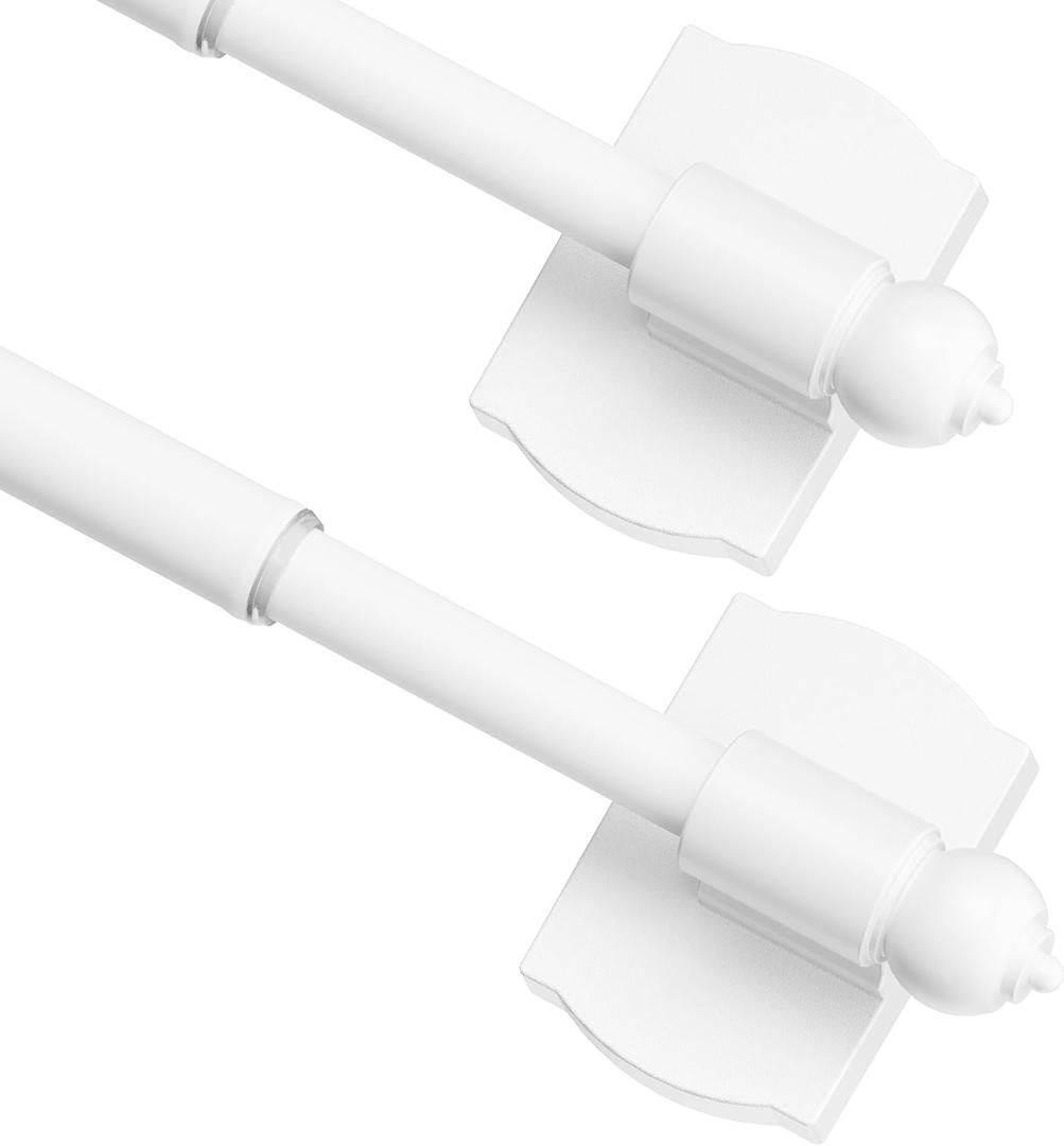 ENJOYBASICS 2 Pack Magnetic Curtain Rod, 16 to 28 Inches Adjustable Strong Magnet Bar for Door, Classroom Whiteboard, and Any Metal Space, No Drill Required, White