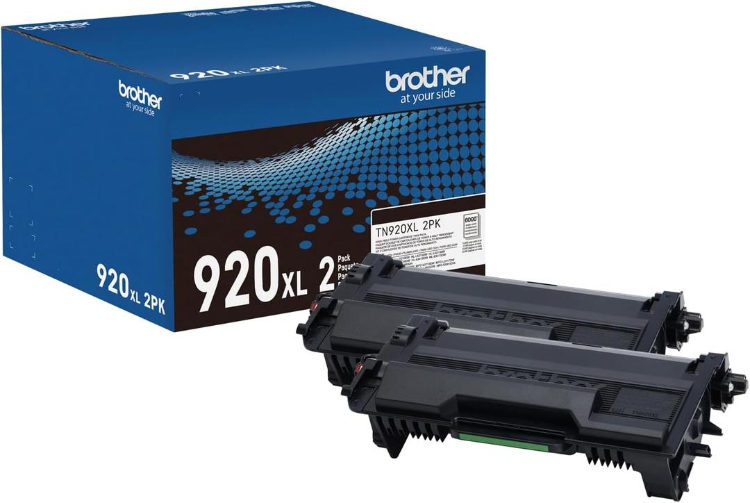 Brother Genuine TN920XL High-Yield Black Toner Cartridge 2-Pack for Professional Business Laser Printers, 12,000 Pages per Cartridge, Compatible with HL-L5210DW, HL-L6210DW Series
