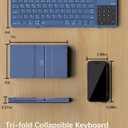 Nillkin Upgraded Foldable Bluetooth Keyboard with Touchpad & Number Pad, Portable Wireless Keyboard for Travel, Pocket-Sized, Full Size Keys, Support 3 Devices for iPad Laptop Tablets Phone, Blue