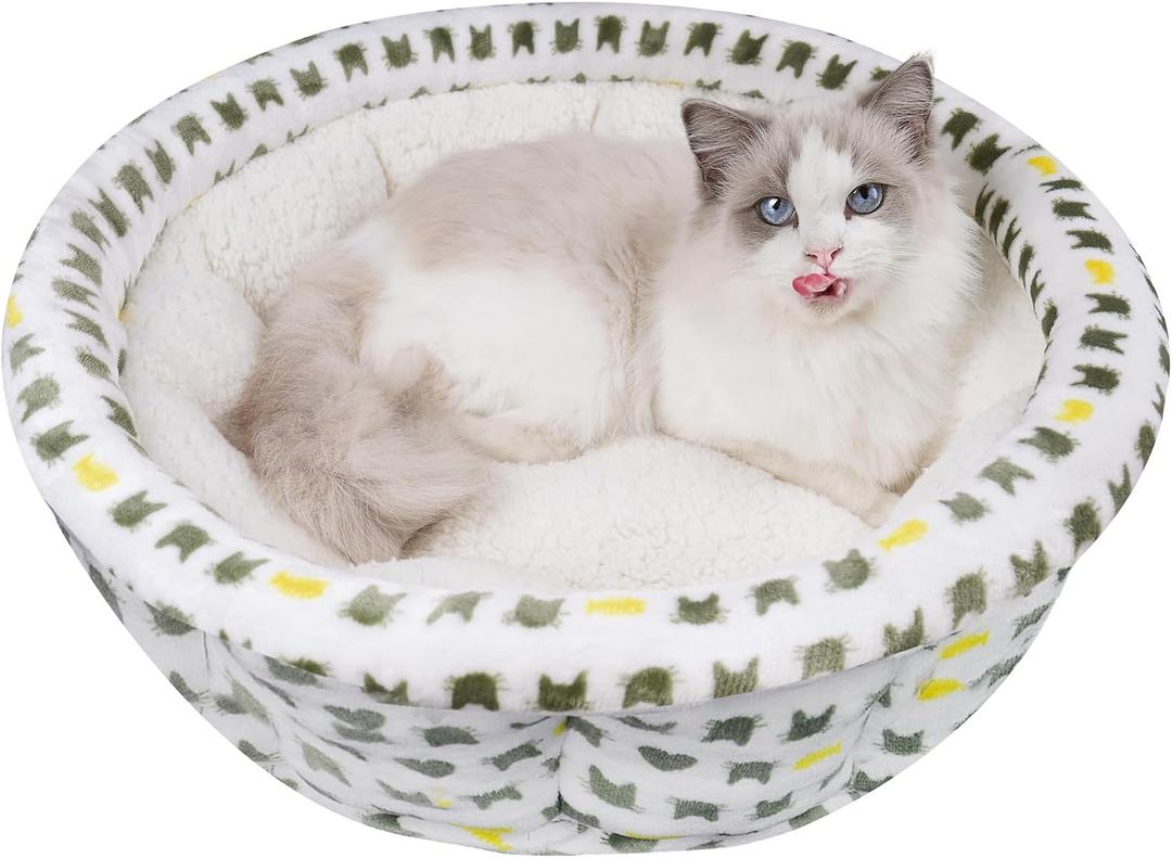AIWIKIDE Super Soft Small Dog & Cat Bed, Anti-Anxiety Puppy Cuddler, Cozy Round Fluffy Plush Pet Bed, Machine Washable Faux Fur Donut Cuddler