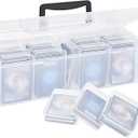 OwnMy 1+13 Plastic Trading Card Storage Box Plastic Card Storage Case Holds 900+, Large Trading Cards Organizer Box for Baseball Football Sports MTG TCG Cards