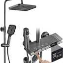 Shower System with Digital Temperature Display, Shower Faucet Set with 11 Inch Rain Shower Head and Handheld Shower Head Fixtures, Wall Mounted Rainfall Shower Fixtures with Piano Keys (11 Inch Gray)
