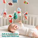 Christmas Baby Crib Mobile with Music Box (100+ Lullabies), Rotating Christmas Plush Crib Toys for Newborns, Infant Girls, Baby Shower Gift