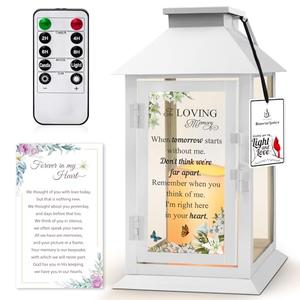 HN HAIINAA Memorial Lantern Bereavement Gifts in Memory of Loved One Memorial Gifts for Loss of Mother Loss of Father Remembrance Sympathy Gifts for Loss of Loved One with LED Candle and Remote