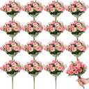 Zeyune 16 Bunches 12 Inch Artificial Mini Rose Bouquet 160 Heads Bridal Flower Bouquets Fake Silk Rose Bulk for Wedding Bridal Shower Christmas Home Office Garden Decoration(Pink)