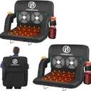 HOPERAN Massage Heated Stadium Seats for Bleachers with Back Support & Lumbar Pillow, 3 Level Heating & 6 Modes Massage Portable Heated Stadium Chairs for Bleachers (2pc Black)
