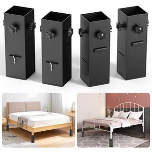 4 Pack Bed Risers, Risers for Bed Frame Heavy Duty Bed Risers for Metal Frame Dorm Bed Risers Adjustable to 3.1", 5.1" Heights, Supports up to 10000 Lbs