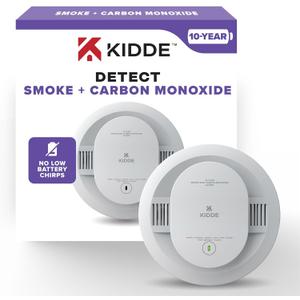 Kidde Smoke and Carbon Monoxide Detector, 10-Year Battery Powered, LED Status Lights, 85 dB Alarm, 5-inches