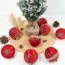 3.15 Inch Velvet Christmas Tree Ornaments12 Pcs Christmas Balls Bulk Set with Golden Hand-Painted PatternPlastic Shatterproof Xmas Hanging Ornaments Decorations for Tree Garland(Red)