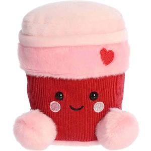Aurora Adorable Palm Pals Parker Heart Coffee Stuffed Animal - Fun Seasonal Plush for Kids and Adult Collectors - Perfect for Decorating Rooms and Valentine's Day - Pink 5 Inches