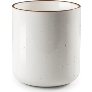 getstar Kitchen Utensil Holder, Large Ceramic Cooking Utensil Holder (H7.2 x W6.2) for Kitchen Counter with Cork Mat at Bottom (White)