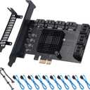 PCI-E X1 to SATA 3.0 Controller Card, 10-Port SATA III 6Gbps Expansion Cards, Supports PCI-Express (1X 4X 8X 16X) Slot, Support SSD and HDD, for Windows/XP/MAC/Linux