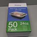 50 Pack (100-Piece) 24 oz Meal Prep Containers Reusable with Lids, Sturdy Leakproof & Food Safe, Microwave, Freezer, Dishwasher Safe Prep Containers, To Go Take Out Plastic Food Storage