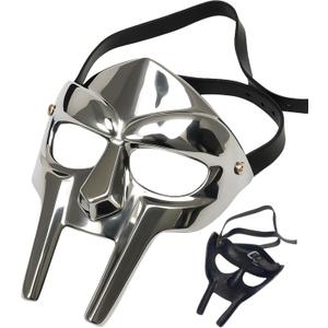 MF Doom Mask  Metal Roman Gladiator Helmet for Cosplay & Halloween  Rust-Free, Oil-Free, Lightweight Viking Face Armor  Safe Smooth Interior  Leather Strap