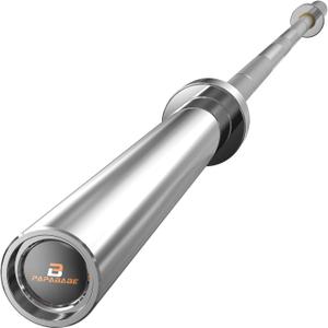 PAPABABE Barbell, 7ft Olympic Barbell 45lb Solid Chrome, 2-Inch Sleeves with Hybrid Needle Bearings & Bushings, 1000lbs Capacity Home Gym Bar for Stable Training (Silver)