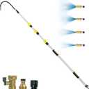 Buyplus 16FT(24FT Reach) Telescopic Gutter Cleaning Tools from the Ground, Long Reach Gutter Cleaner Wand with Hose Attachment, Rain Gutter Cleaner Tool with Extension Pole for 2nd Story House