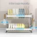 2 Tier Dish Drying Rack Dishes Organizer Rack Double Decker for Kitchen Counter