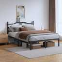 SHOANED Metal Bed Frame with Charging Station - 14 Inch King Size Heavy Duty Bedframe with Headboard Black Basic Steel Slats Platform No Box Spring Needed/Noise Free