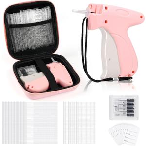 BEVTEE Price Tagging Guns for Clothes (Not Stitch Gun), Retail Price Tag Attacher Guns for Clothing, Includes 5 Needles, 1120 Barbs Fasteners-0.98'' and 1.96'', 50Pcs Price Tags, 1 Hard EVA Bag(Pink)