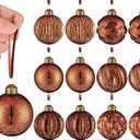 12 Pcs Vintage Mercury Glass Christmas Ball Ornaments 2.36 Inch Antique Embossed Ball Decorations Christmas Tree Hanging Decorations for Xmas Winter Holiday Decor Gifts(Brown)