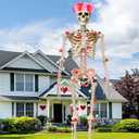 12 Foot Skeleton Valentine's Day Outfit Giant 12FT Skeleton Clothes Accessories Including Red Pink Wreath Heart Balloon 19.5 FT Hearts Lights for for Valentine's Day Garden Lawn Indoor Outdoor Decor