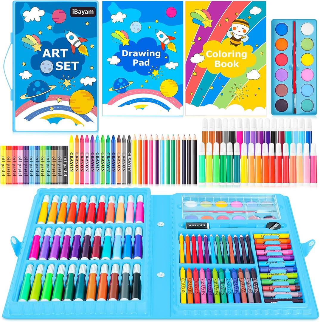 iBayam Coloring Set for Kids, Cute Preppy School Stuff, 149-Pack Sketching Drawing Supplies Kids Painting Kits Art Set Teen Art Kits, Drawing Pad, Coloring Book, Crayons, Pastels, Pencils, Pens