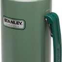 Stanley Heritage Classic Vacuum Bottle with Handle 1.1 qt | Wide Mouth w/Leakproof Cup Lid | Keep Drinks Hot or Cold | Insulated Stainless Steel Thermal Bottle | BPA-Free | Hammertone Green