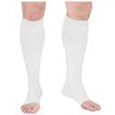 Truform Surgical Stockings, 18 mmHg Compression for Men and Women, Knee High Length, Open Toe, White, Small