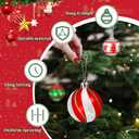 Christmas Ball Ornaments, 30 Pcs 2.36 Inch Red White Green Small Plastic Decorative Hanging Ornaments for Indoor Outdoor Christmas Tree Wreath Christmas Party Decorations Supplies - 10 Patterns