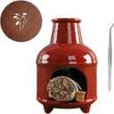 Handmade Red Ceramic Palo Santo Holder Burner & Sage Holder - Mini Tabletop Chiminea Burner Tray with Ash Catcher, Decorative Incense Holder for Spiritual Meditation & Yoga