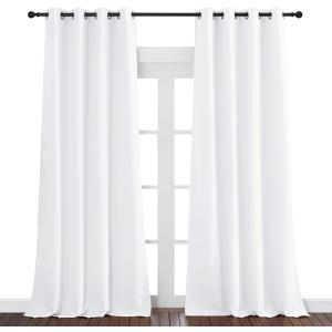 NICETOWN White Room Darkening Curtain 95 inches Long for Living Room - (50% Blackout) Grommet Top Thermal Insulated Window Treatment Sound Reducing Drape for Bedroom (1 Panel, W52 x L95)