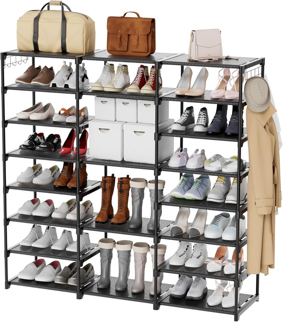 VIZUN 8 Tier Large Shoe Rack Organizer, 45-50 Pair Shoes Boots Storage, Metal Shoe Shelf Closet, Sturdy Heavy Duty Shoe Tower for Entryway Garage Living Room
