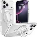 Temdan Designed for iPhone 17 Pro Max Case,[with 360°Rotatable Invisible Magnetic O-Ring Stand][Military Grade Shockproof][Compatible with MagSafe] Anti-Slip Phone Case 6.9" 2025-Clear