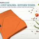 Rachael Ray Kitchen Towel, Oven Glove Moppine - 2-in-1 Ultra Absorbent Kitchen Towels with Heat Resistant Padded Pockets Like Pot Holders and Oven Mitts to Handle Hot Cookware - Burnt Orange, 2 Pack
