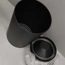 Mbillion Small Trash Can with Swing Lid 2.4 Gallons/9 Liter, Mini Trash Can with lid, Stainless Steel Cylindrical Garbage Can for Home and Office Bathroom Bedroom, for Ground and Desktop(Black)